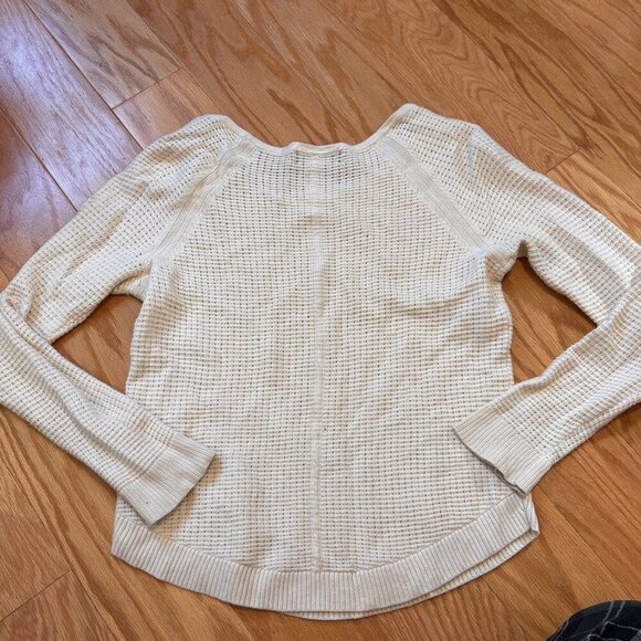 Rag & Bone M Cream Wool Cashmere Perforated Mesh Open Knit Pullover Sweater - Picture 7 of 8